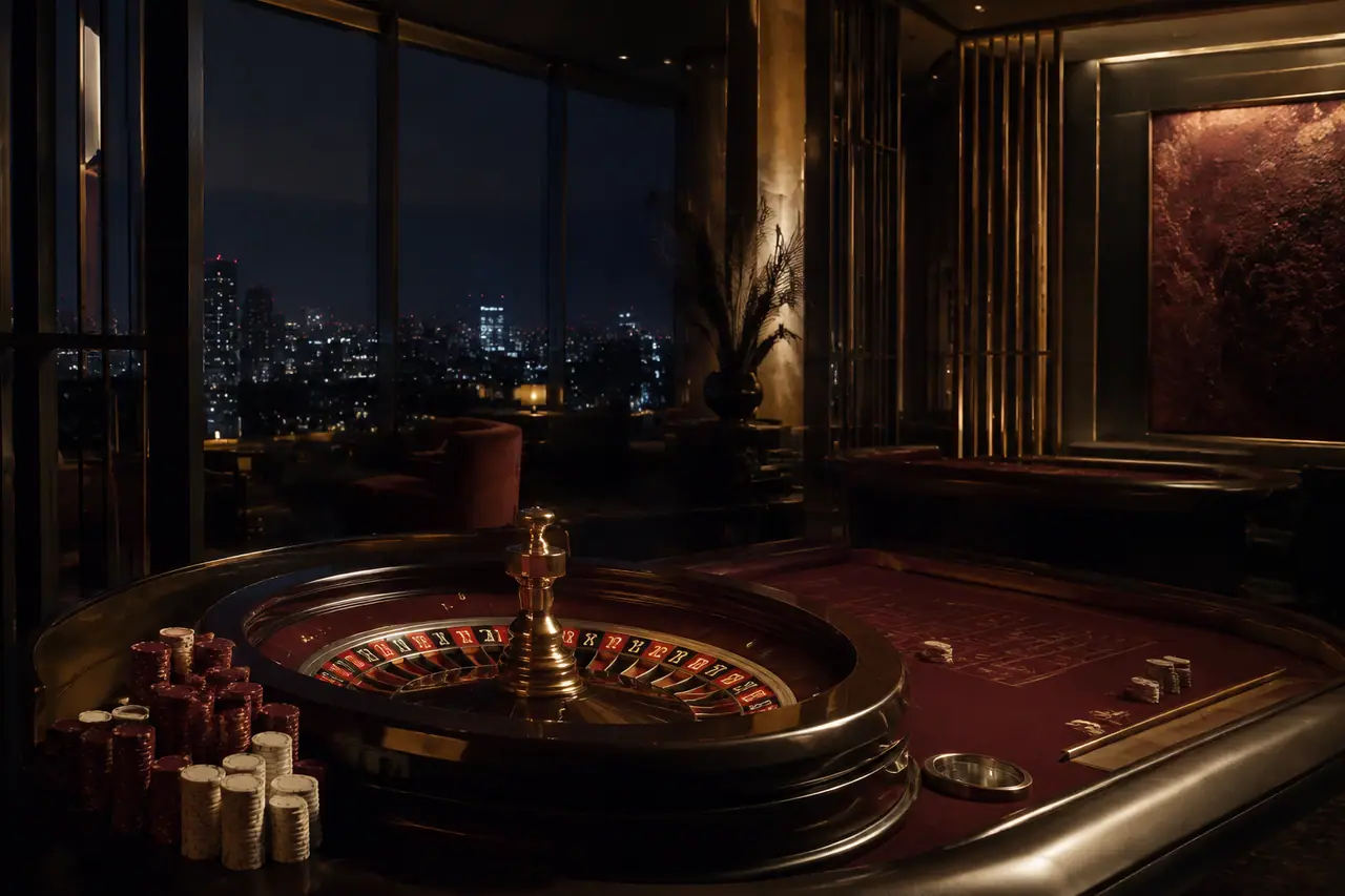 Interior nocturno de casino usado como imagen editorial